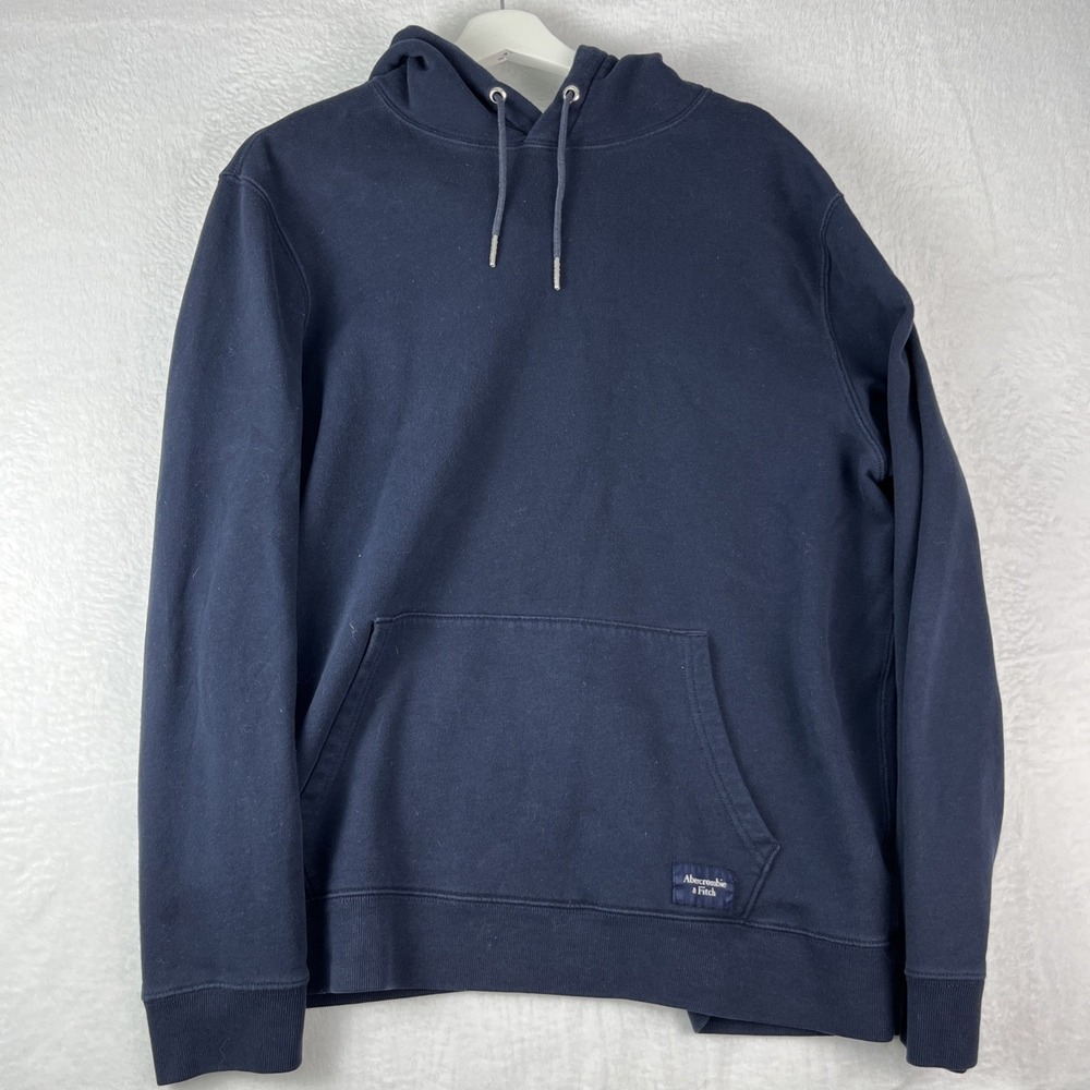 Abercrombie & Fitch Hoodie Men XL Navy Blue Fleece Hooded Kangaroo Pocket Casual